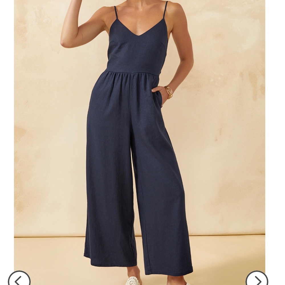 Francesca’s Blue Linen Jumpsuit